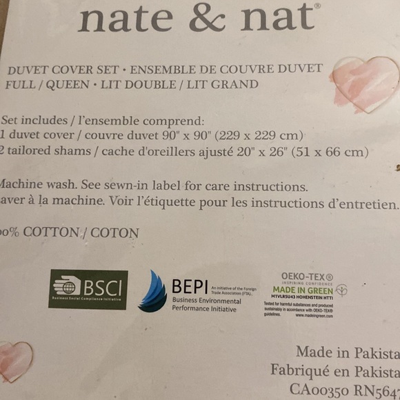 Nate & Nat Full Size Flannel Sheet Set (Peace Love Hearts) - Picture 4 of 4